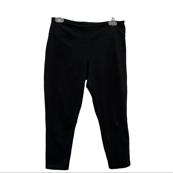 Zella Pants - Zella Black Crop Mesh Ankle Stripe Leggings Activewear Pants Womens Size M